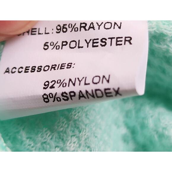 TOP-MIHOLL-Waffle Material-Lace Sleeves-Long Sleeves-Mint Green-Size Large - Picture 9 of 16